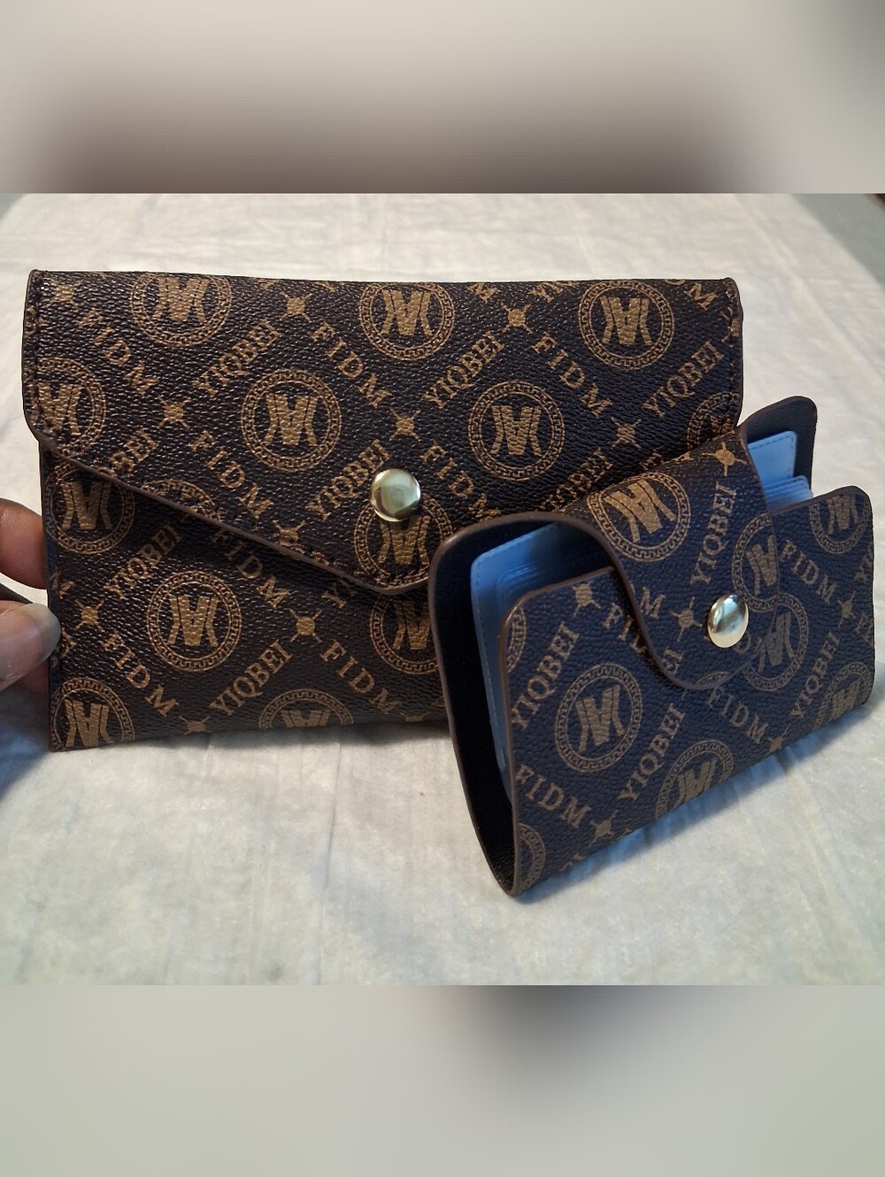 FIDM Monogram Brown Snap Wallet Set